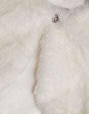 Baby Rose Faux Fur Cardigan, Ivory (IVORY), large