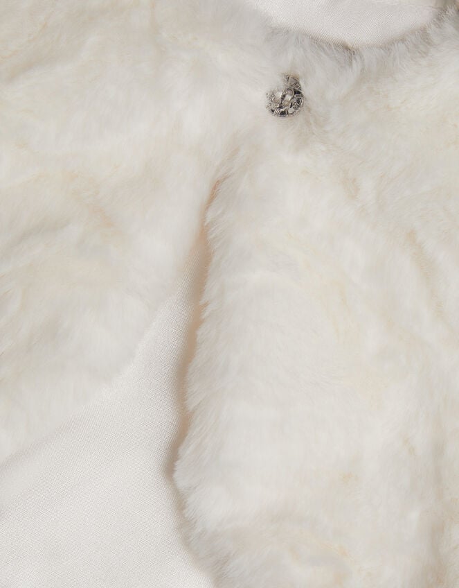 Baby Rose Faux Fur Cardigan, Ivory (IVORY), large