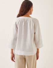 Rosa Bib Linen Blouse, White (WHITE), large