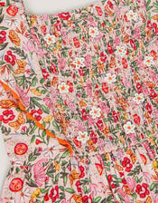 Floral Smocked Playsuit, Pink (PINK), large