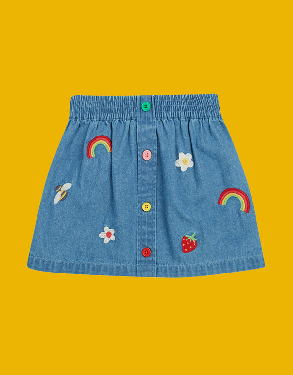 Meri Meri Charley Embroidered Denim Skirt , Blue (BLUE), large