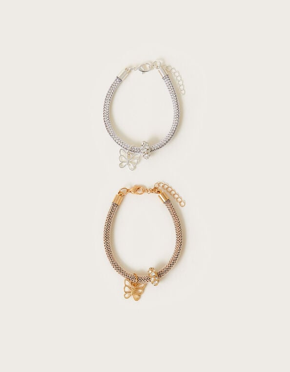 2-Pack Diamante Butterfly Tube Bracelets, , large