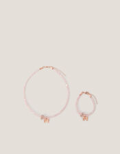 Bow Charm Tube Necklace & Bracelet Set, , large