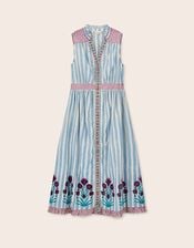 East Rylea Placement Print Cotton Midi Dress, Blue (BLUE), large