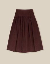 Jenny Drop Waist Corduroy Midi Skirt, Brown (CHOCOLATE), large