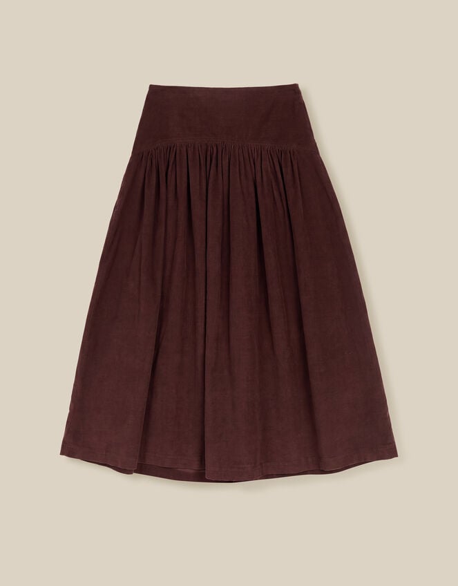 Jenny Drop Waist Corduroy Midi Skirt, Brown (CHOCOLATE), large