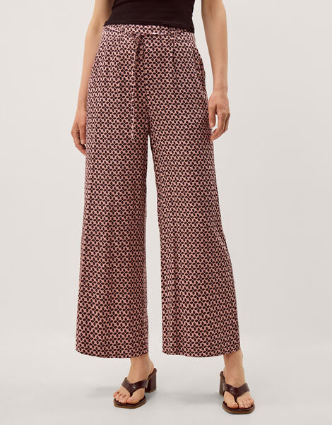 Netta Floral Print Wide Leg Trousers, Pink (PINK), large