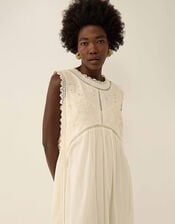 East Winnie Broderie Cotton Dress, White (WARM IVORY), large