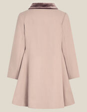 Charlotte Velvet Bow A-Line Coat, Camel (CAMEL), large