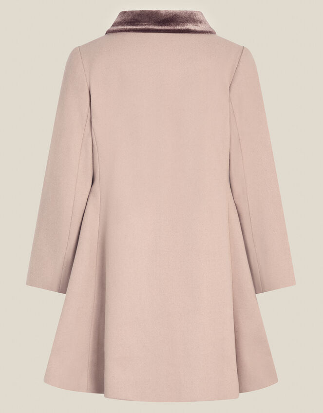 Charlotte Velvet Bow A-Line Coat, Camel (CAMEL), large