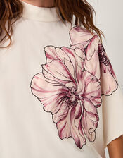Emilia Flower Cape Sleeve Top, Cream (CREAM), large