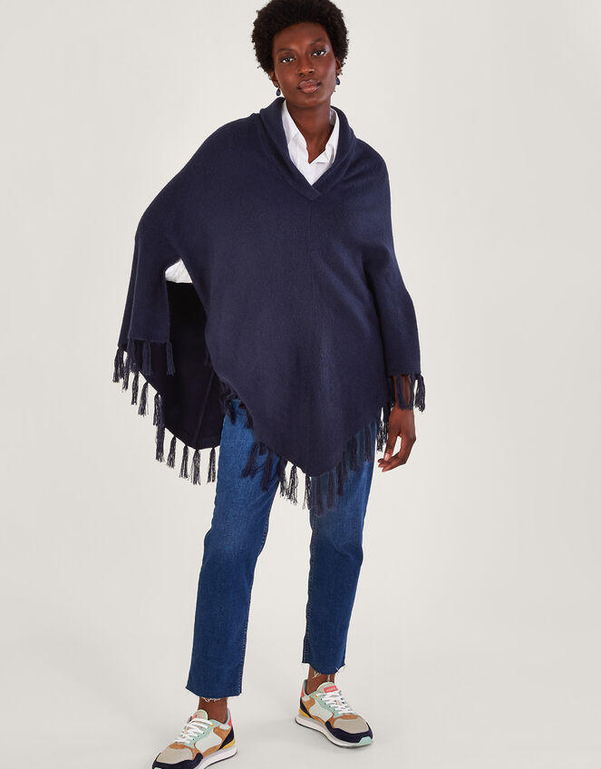 Shawl Neck Poncho, , large