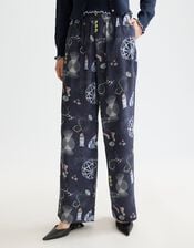 Scotch & Soda Gia Print Wide Leg Trousers, Blue (NAVY), large
