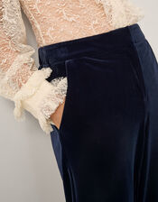 Mila Straight Velvet Trousers, Blue (MIDNIGHT), large