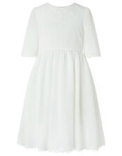 Fontaine Tunic Dress with Lace Applique, Ivory (IVORY), large