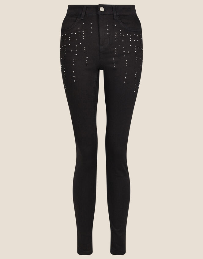 Nadine Sparkle Regular Length Jeans with Organic Cotton, Black (BLACK), large