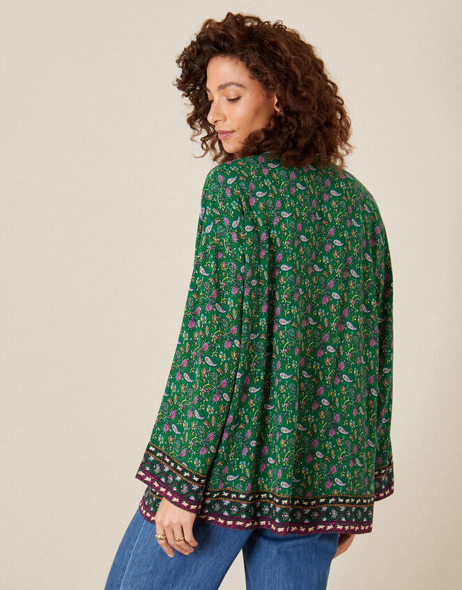 Paisley Print Kimono, Green (GREEN), large