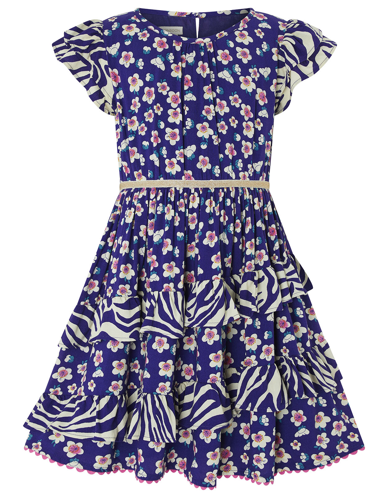 S.E.W Eloise Mixed Print Dress Blue Girls Dresses Monsoon Global