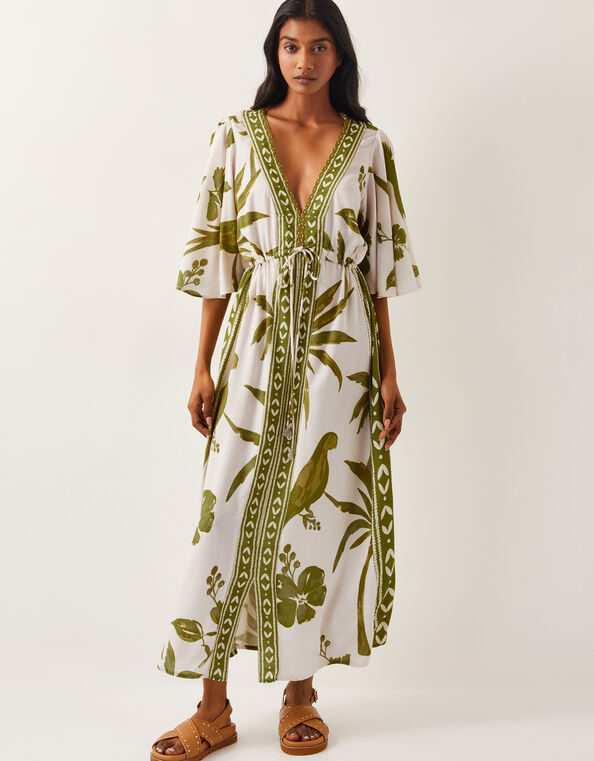 Isla Tropical Print Maxi Dress, Green (GREEN), large