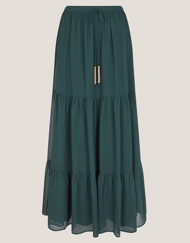 Holly Tiered Chiffon Maxi Skirt, Teal (TEAL), large