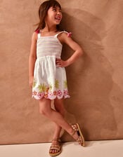 Palm Print Smocked Playsuit, Ivory (IVORY), large