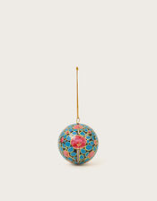 Hand Painted Floral Bauble, Blue (BLUE), large