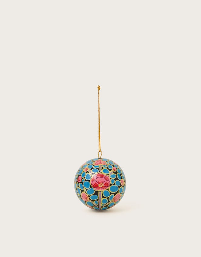 Hand Painted Floral Bauble, Blue (BLUE), large