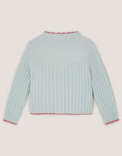 Butterfly Embroidered Knit Cardigan, Blue (BLUE), large
