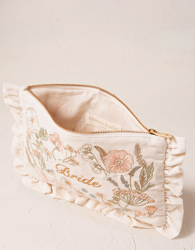 Elizabeth Scarlett Large Frilly Bride Velvet Pouch, , large