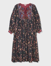 East Elenie Embroidered Midi Dress, Black (BLACK), large