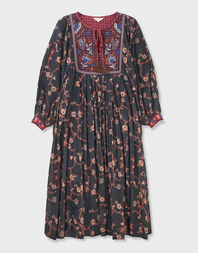 East Elenie Embroidered Midi Dress, Black (BLACK), large