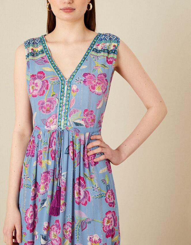 Kitty Floral Midi Dress, Blue (BLUE), large