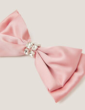 Gemstone Satin Bow Hair Clip, , large
