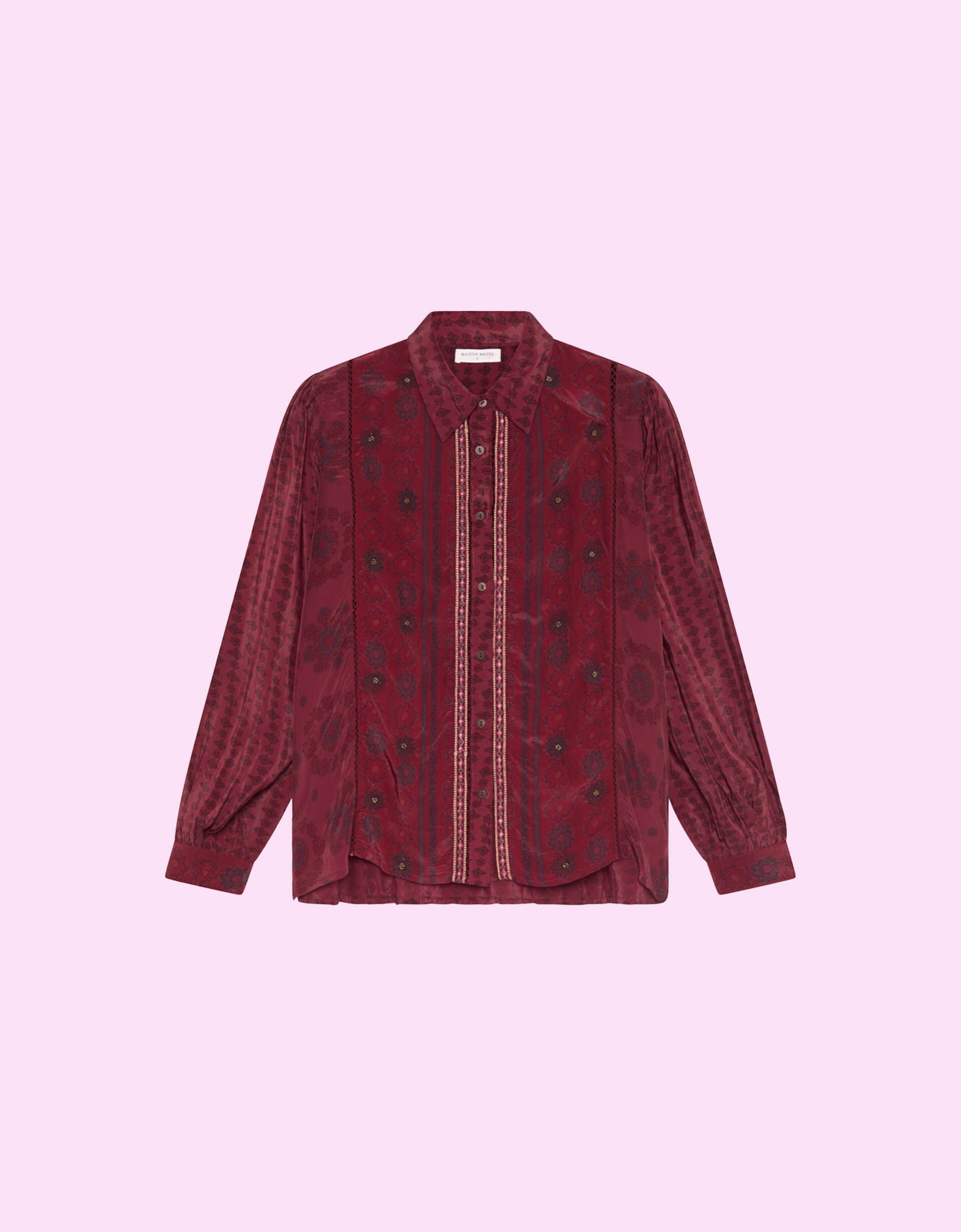Maison Hotel Emilie Floral Shirt, Red (RED), large