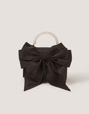 Satin Bow Bag, Black (BLACK), large