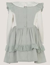 Baby Butterfly Embroidered Pinafore Dress & Top Set, Green (GREEN), large