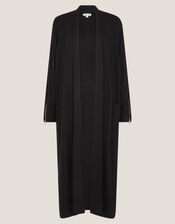 Sade Zip Longline Cardigan, Black (BLACK), large