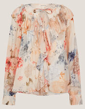 Sasha Floral Ruffle Blouse, Cream (CREAM), large