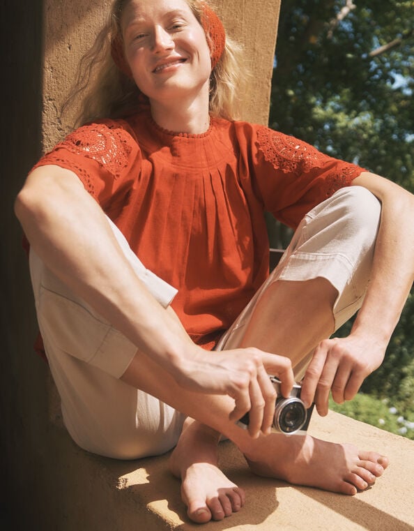 Hallie Regular Cropped Wide Leg Jeans, Natural (ECRU), large