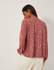 Laurelie Floral Jersey Blouse, Pink (PINK), large