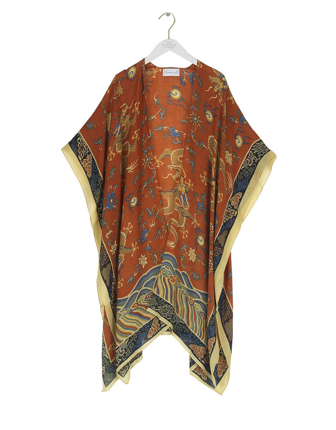 One Hundred Stars Dragon Print Wool Throwover, , large