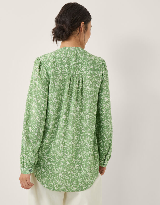 Tortie Floral Pintuck Blouse, Green (GREEN), large