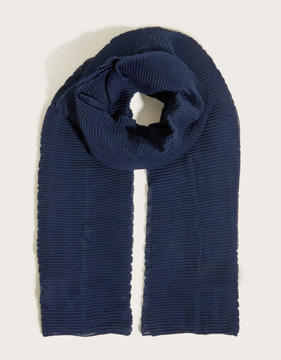 Pleated Scarf with Recycled Polyester, Blue (NAVY), large