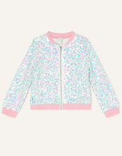Iridescent Sequin Bomber Jacket, Pink (PINK), large