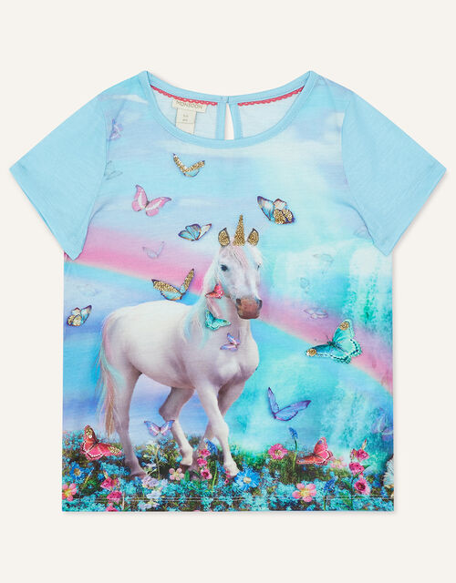 Unicorn Scene T-Shirt, Blue (BLUE), large