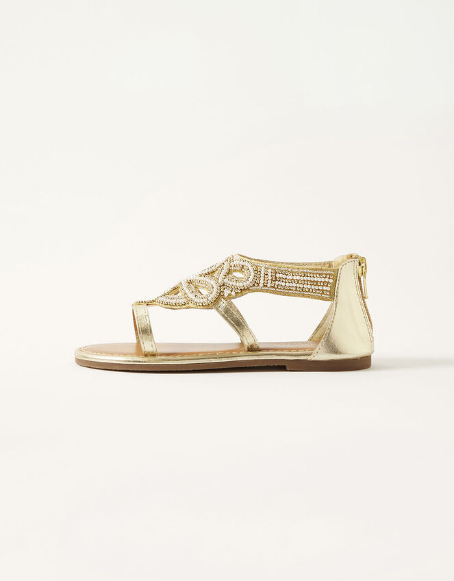 Beaded Sandals, Gold (GOLD), large