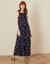 Sunburst Print Jumpsuit in LENZING™ ECOVERO™, Blue (NAVY), large