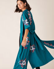 Lucia Floral Sequin Kimono, Teal (TEAL), large