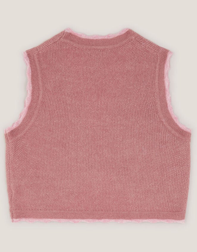 Rose Embroidered Knitted Waistcoat, Pink (PINK), large