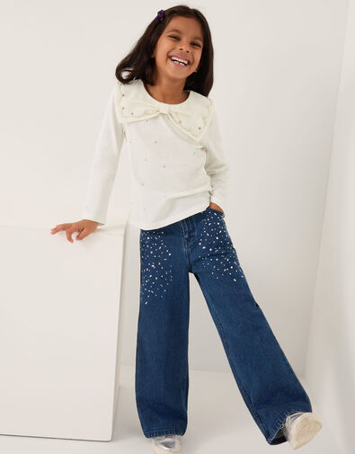 Bow Collar Gemstone Top, Ivory (IVORY), large